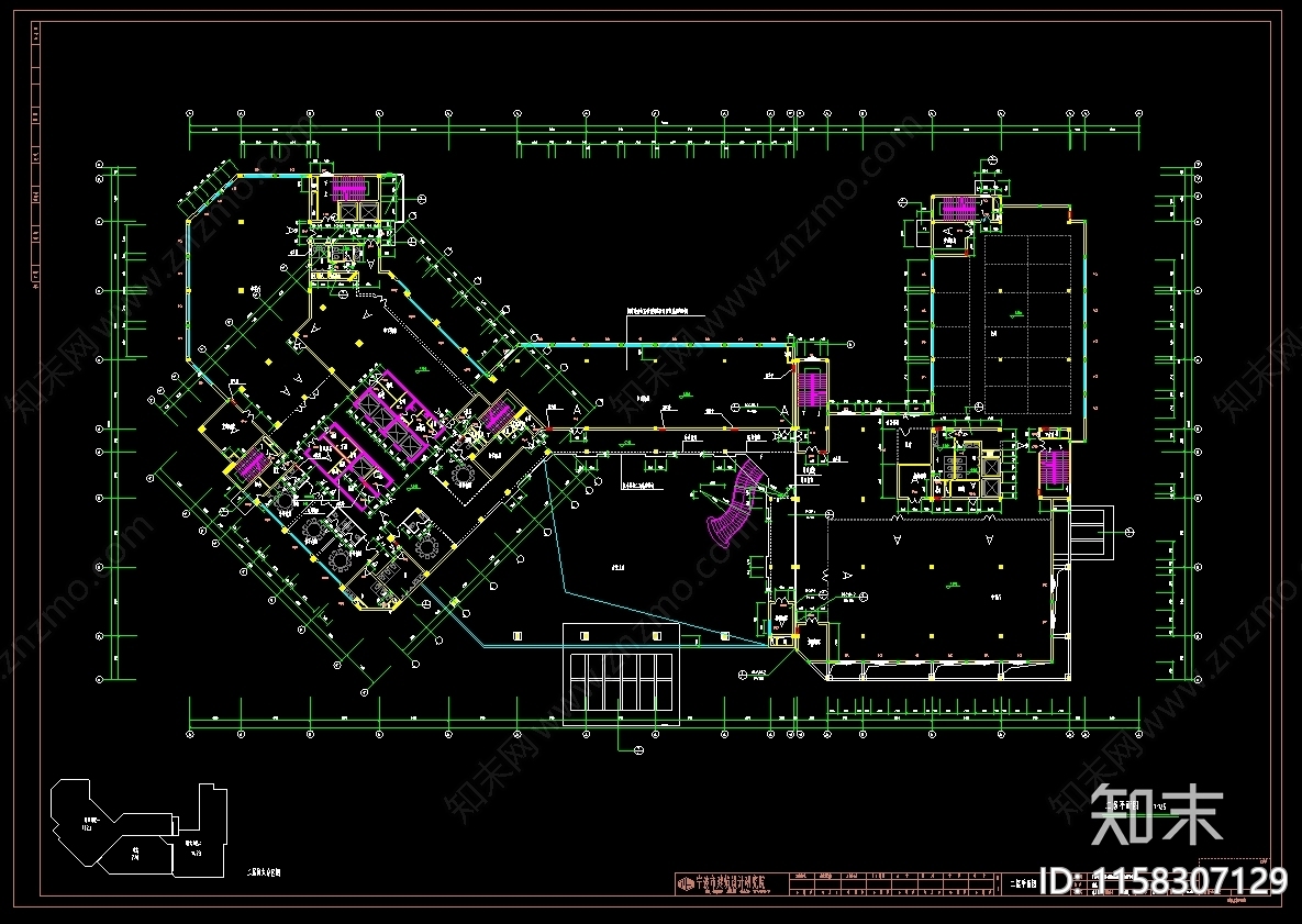 五星级商务酒店cad施工图下载【ID:1158307129】