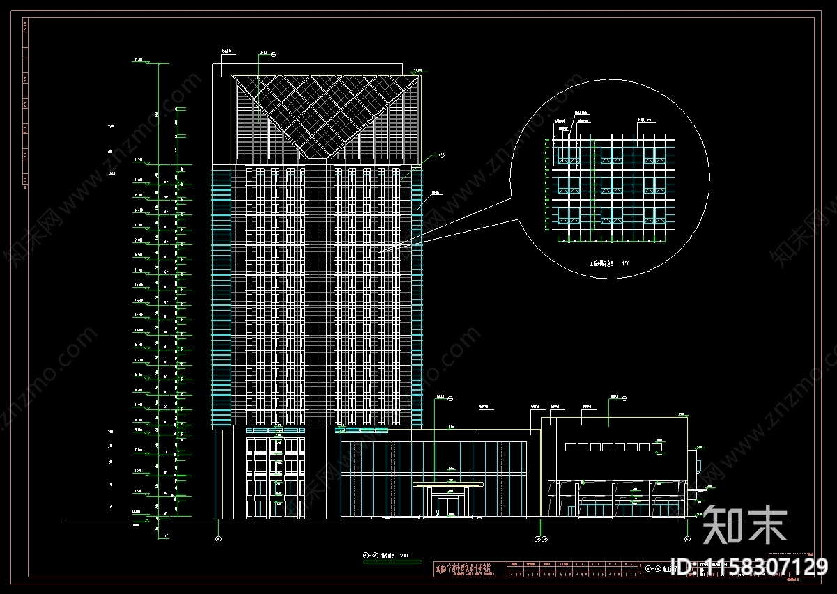 五星级商务酒店cad施工图下载【ID:1158307129】