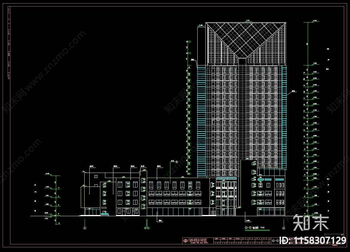 五星级商务酒店cad施工图下载【ID:1158307129】