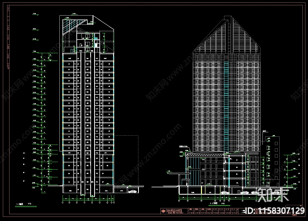 五星级商务酒店cad施工图下载【ID:1158307129】