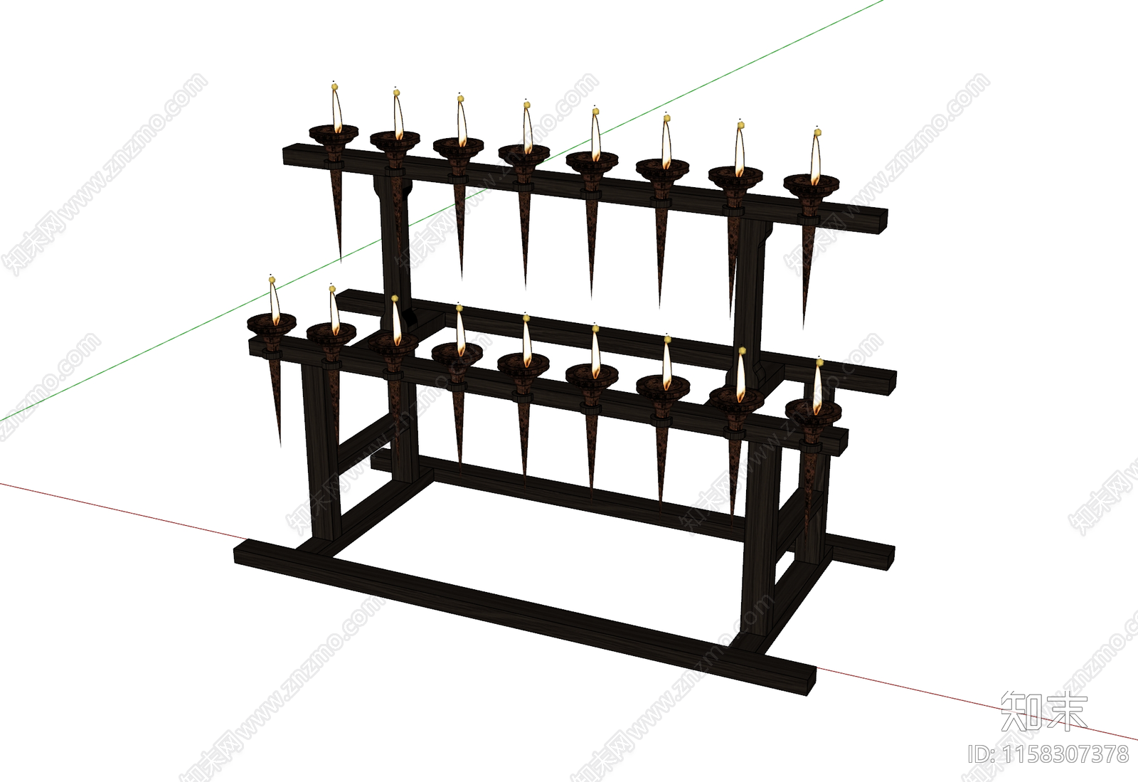 中式古风秦汉落地烛灯SU模型下载【ID:1158307378】