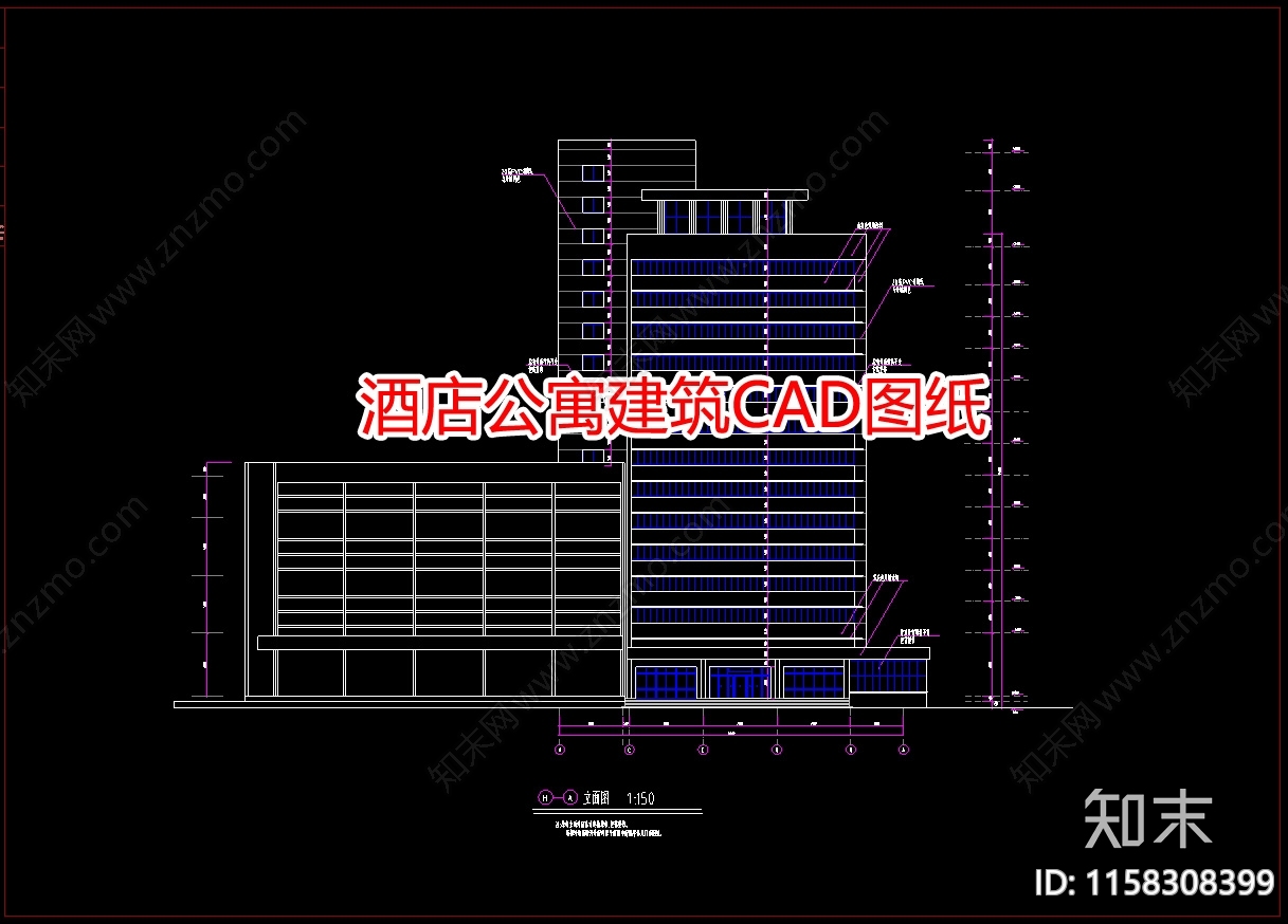 旅馆外观改造建筑图施工图下载【ID:1158308399】