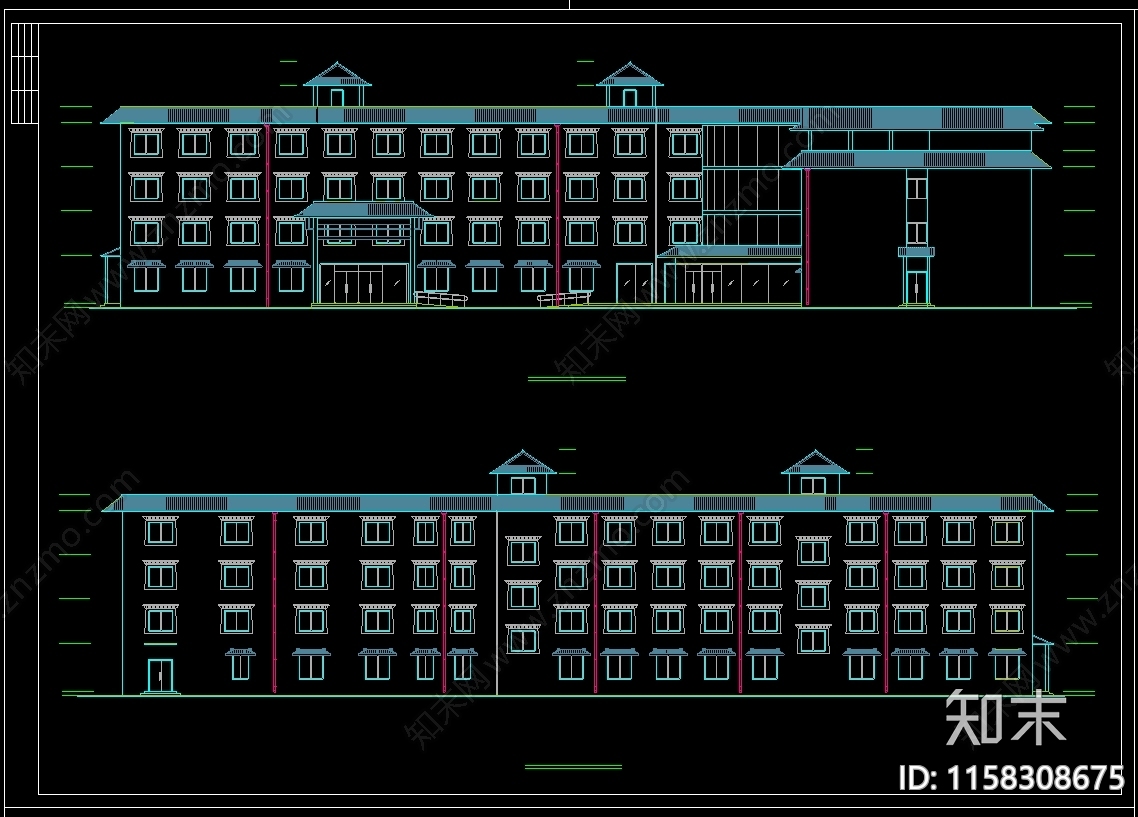 宾馆建筑图纸cad施工图下载【ID:1158308675】