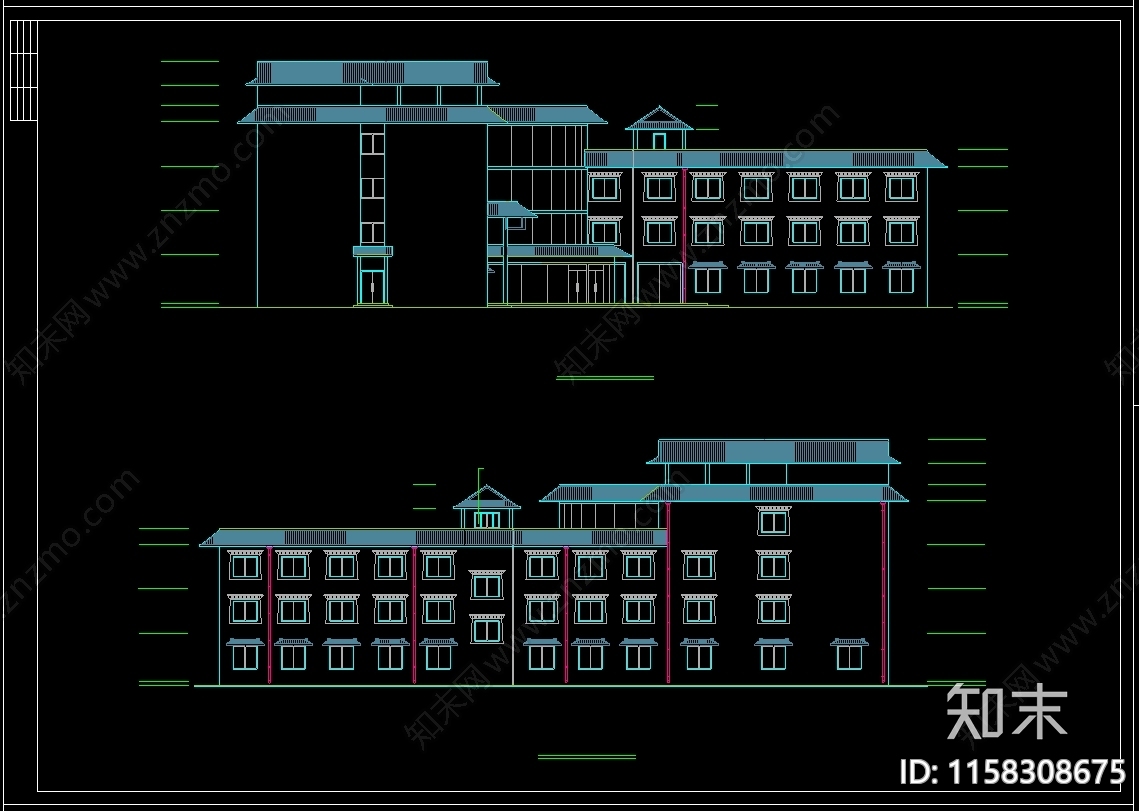 宾馆建筑图纸cad施工图下载【ID:1158308675】