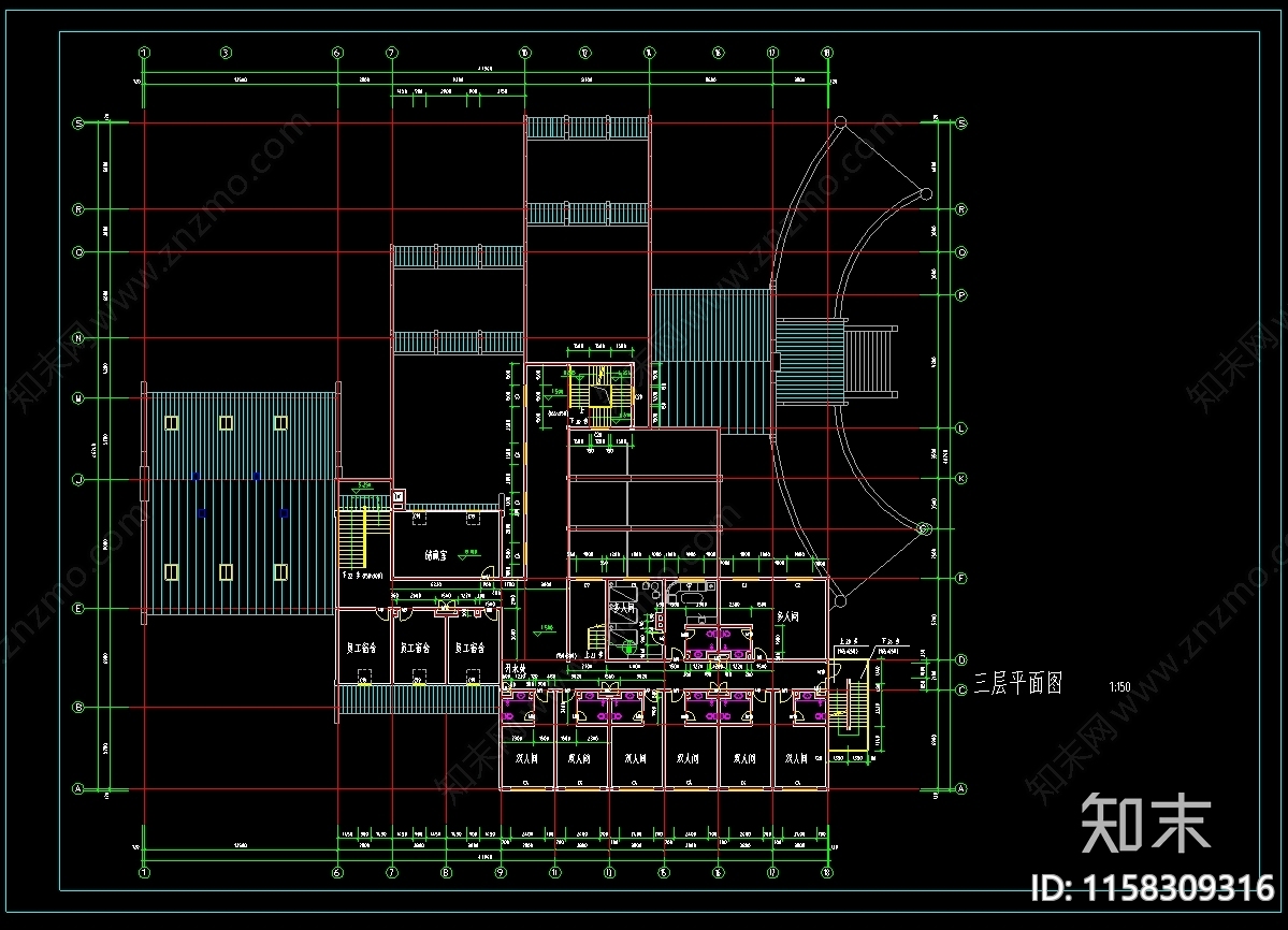 接待中心建筑设计图纸cad施工图下载【ID:1158309316】