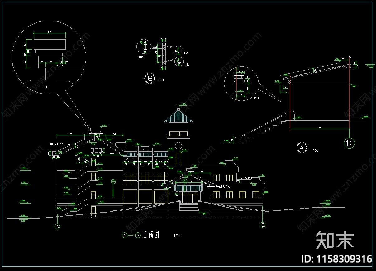 接待中心建筑设计图纸cad施工图下载【ID:1158309316】