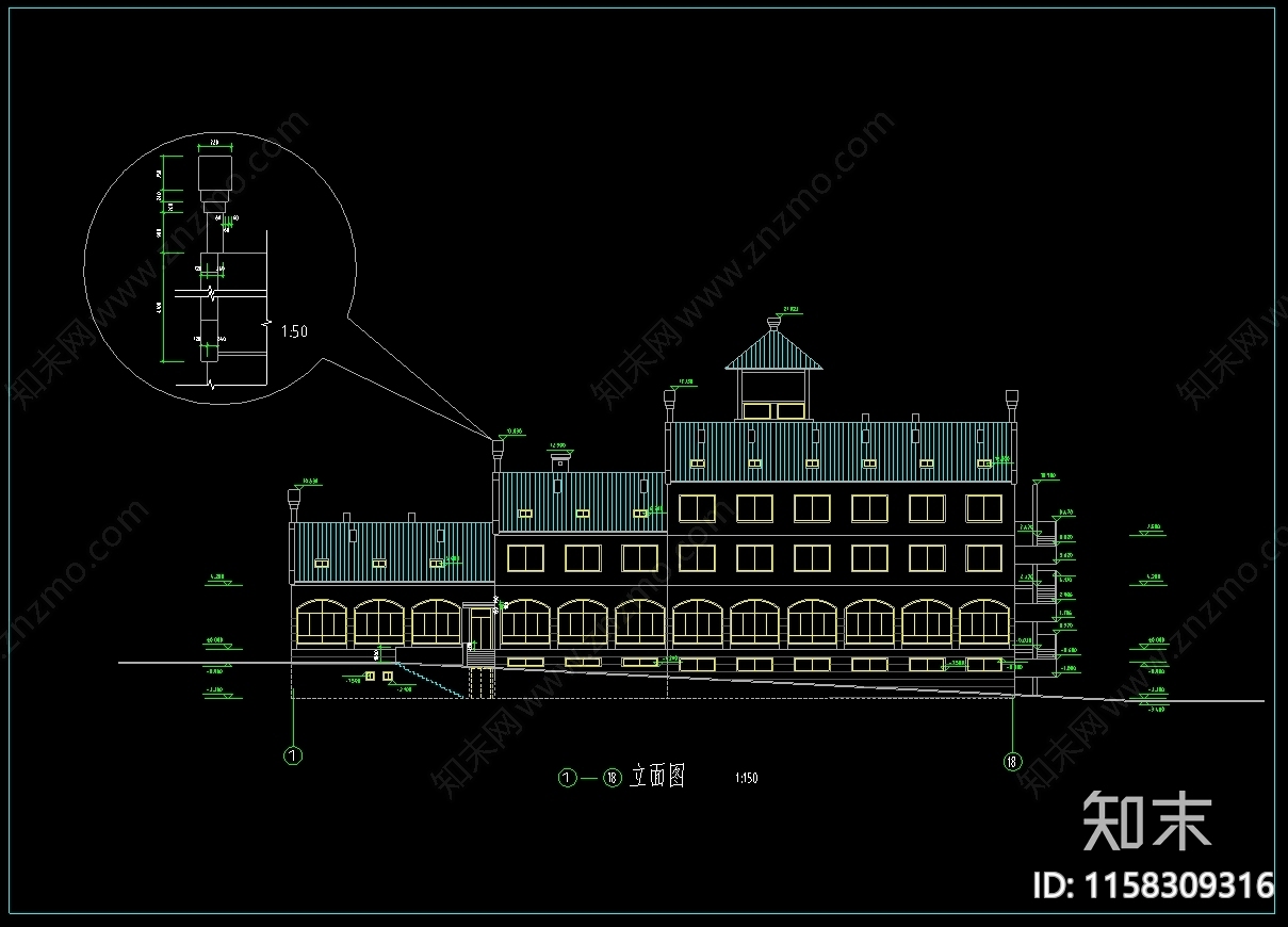 接待中心建筑设计图纸cad施工图下载【ID:1158309316】