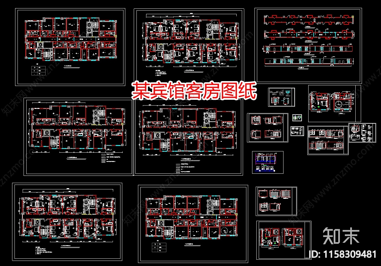 某宾馆客房图纸施工图下载【ID:1158309481】