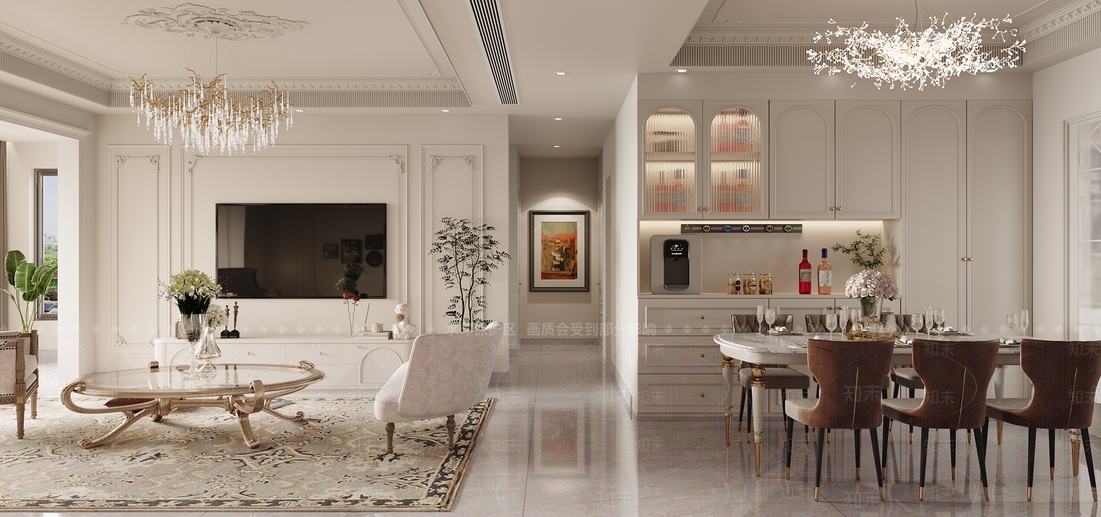 简欧客餐厅3D模型下载【ID:1158309734】