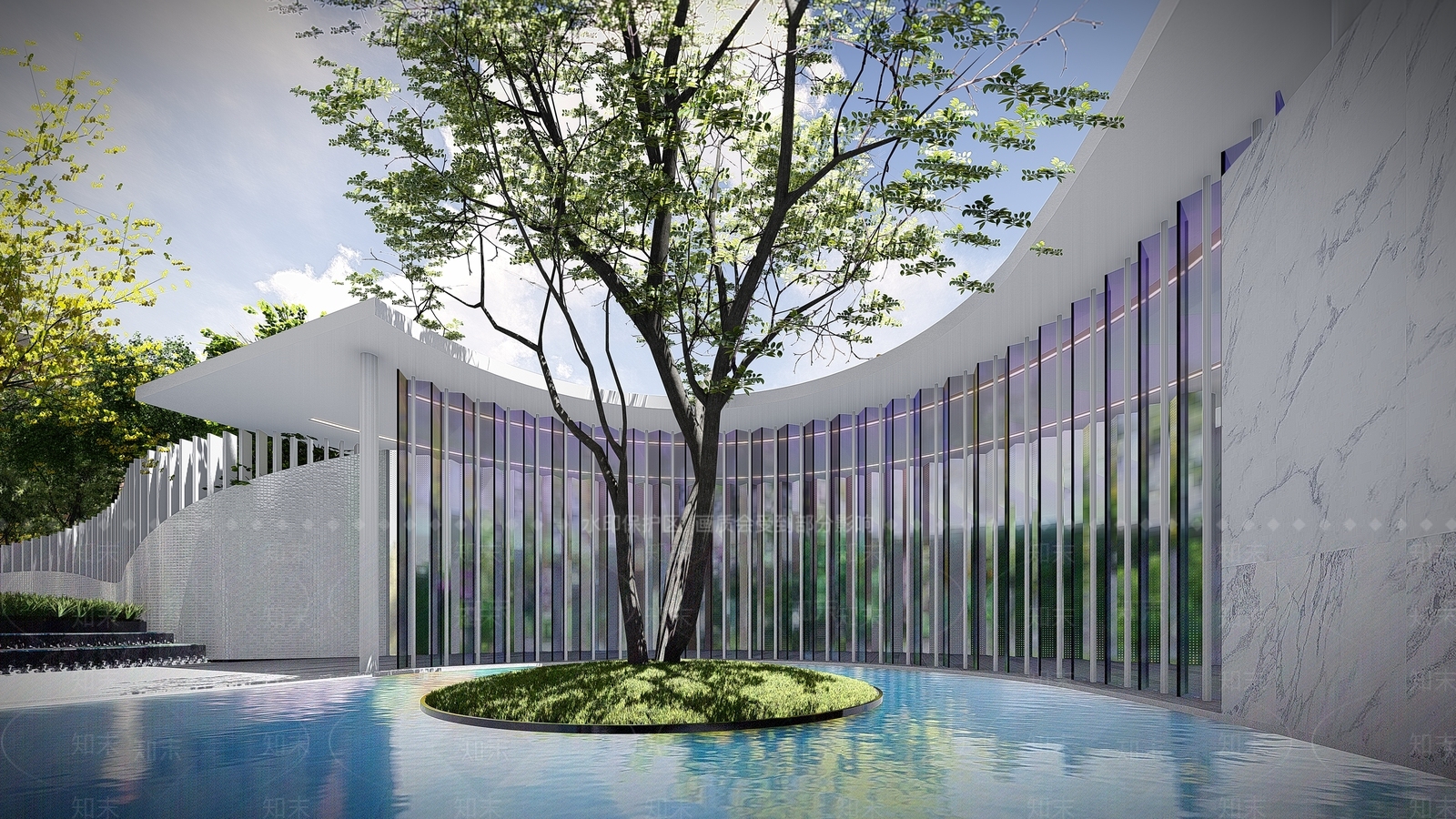 现代景观树池坐凳SU模型下载【ID:1158311202】