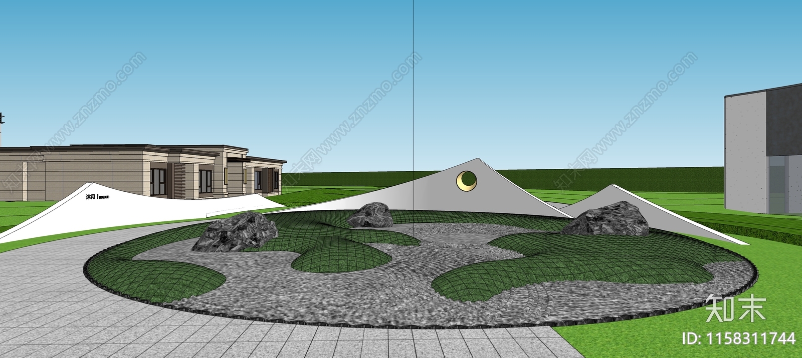 现代庭院微地形SU模型下载【ID:1158311744】