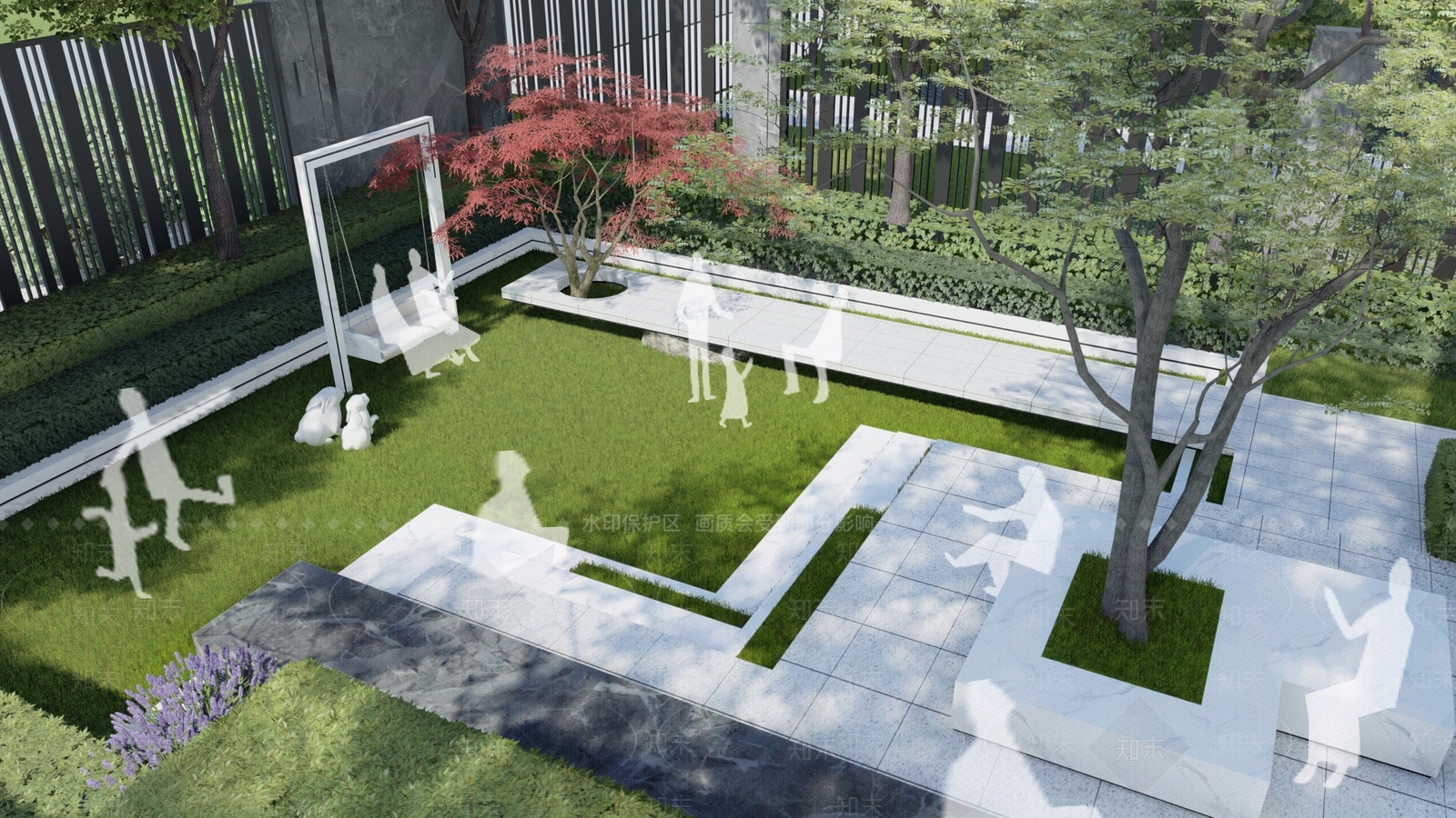 现代庭院微地形SU模型下载【ID:1158311852】