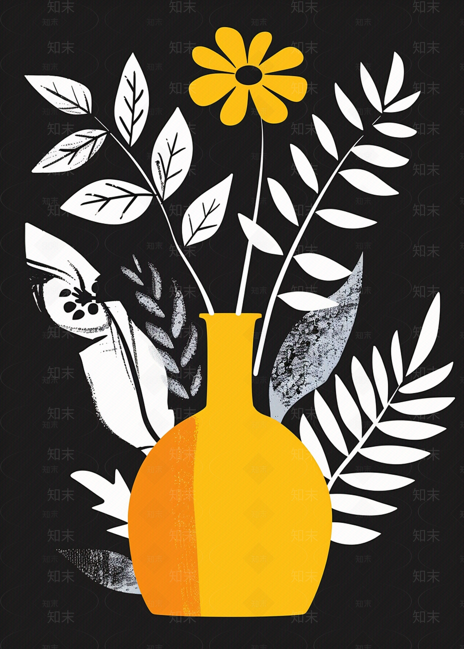 植物花瓶挂画贴图下载【ID:1158312574】