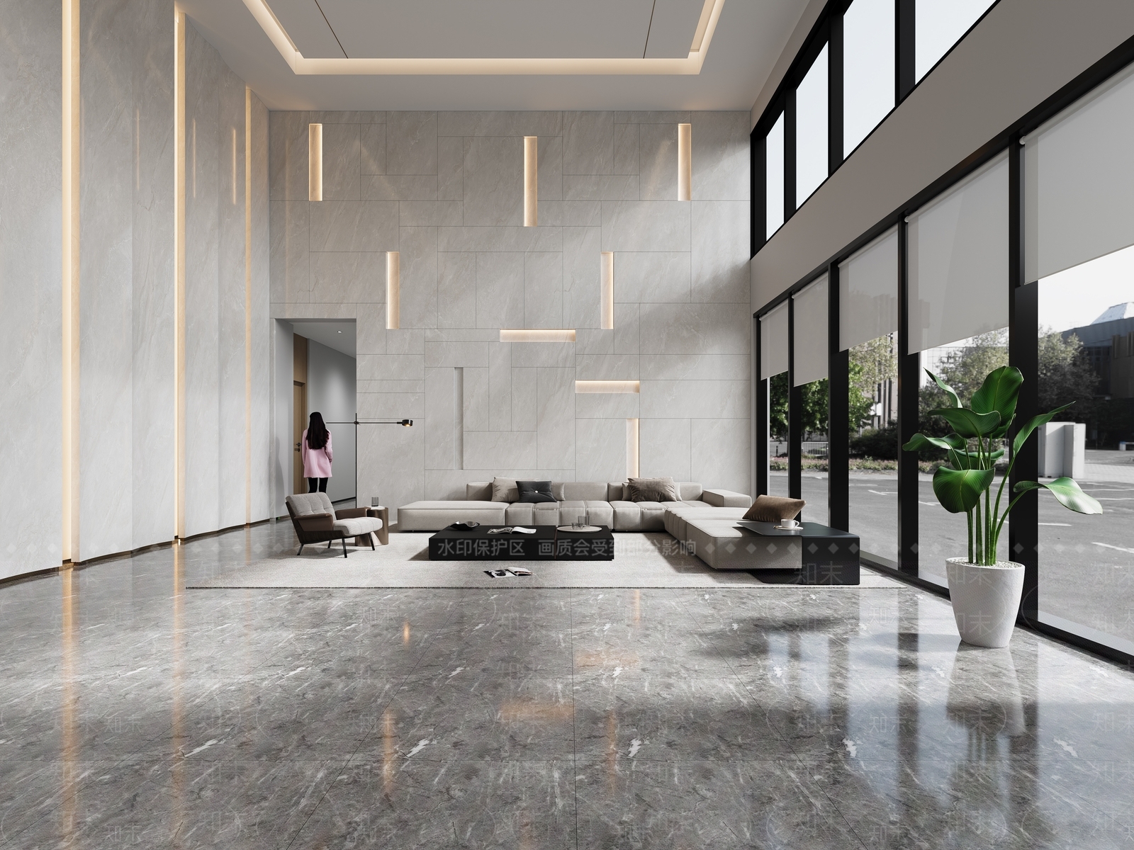 现代办公大厅3D模型下载【ID:1158312875】