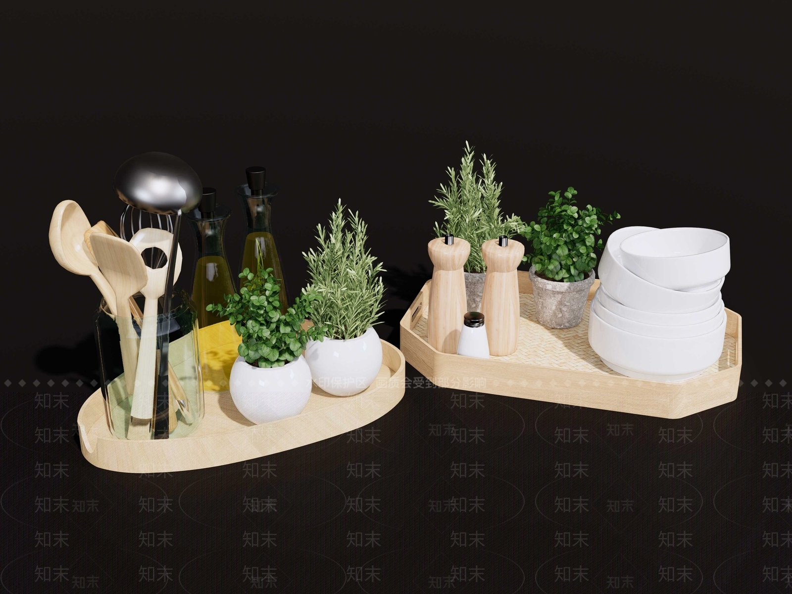 现代餐盘SU模型下载【ID:1158314768】