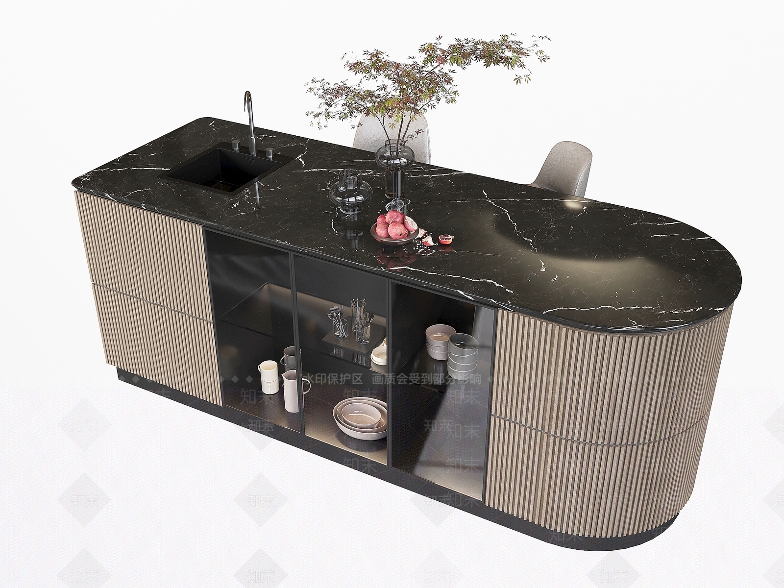 现代中岛台3D模型下载【ID:1158315502】