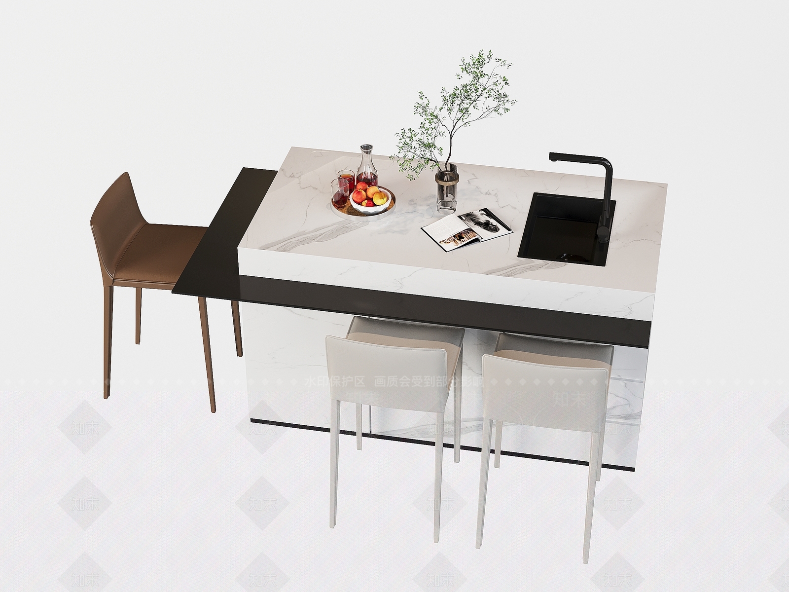 现代中岛台3D模型下载【ID:1158315621】