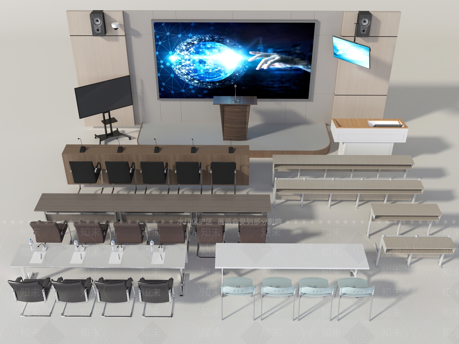 现代会议室桌椅3D模型下载【ID:1158316198】