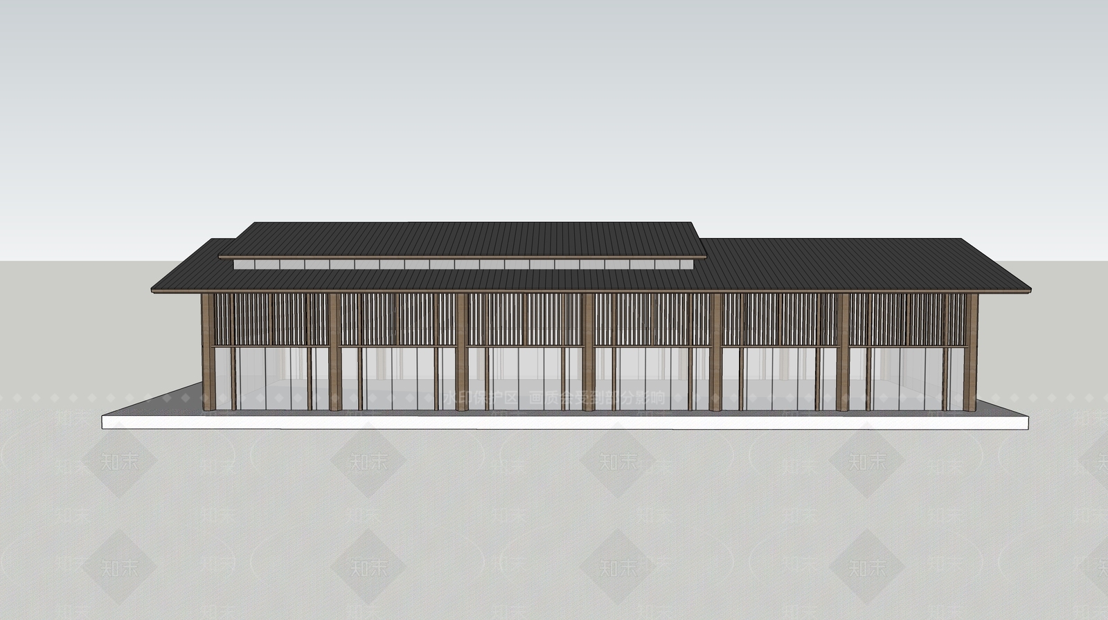 新中式游客中心SU模型下载【ID:1158318260】