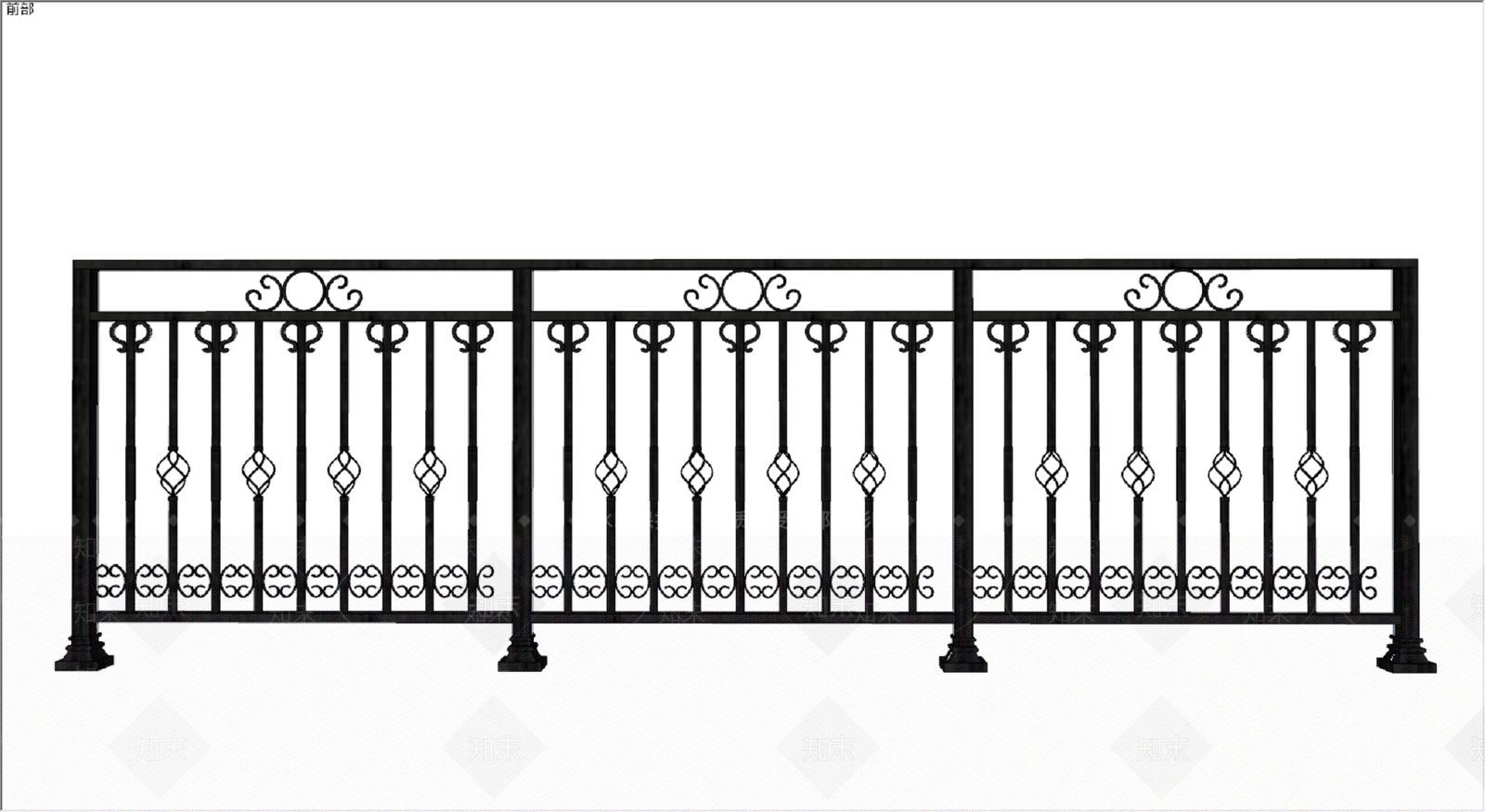 欧式铝艺栏杆围栏SU模型下载【ID:1158318494】