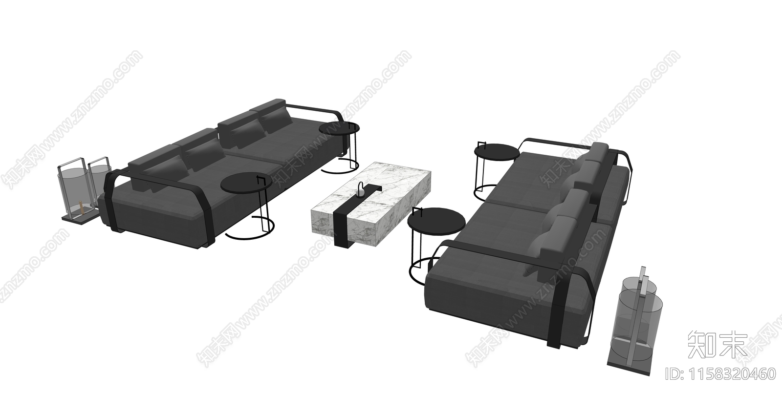 户外现代沙发座椅组合SU模型下载【ID:1158320460】