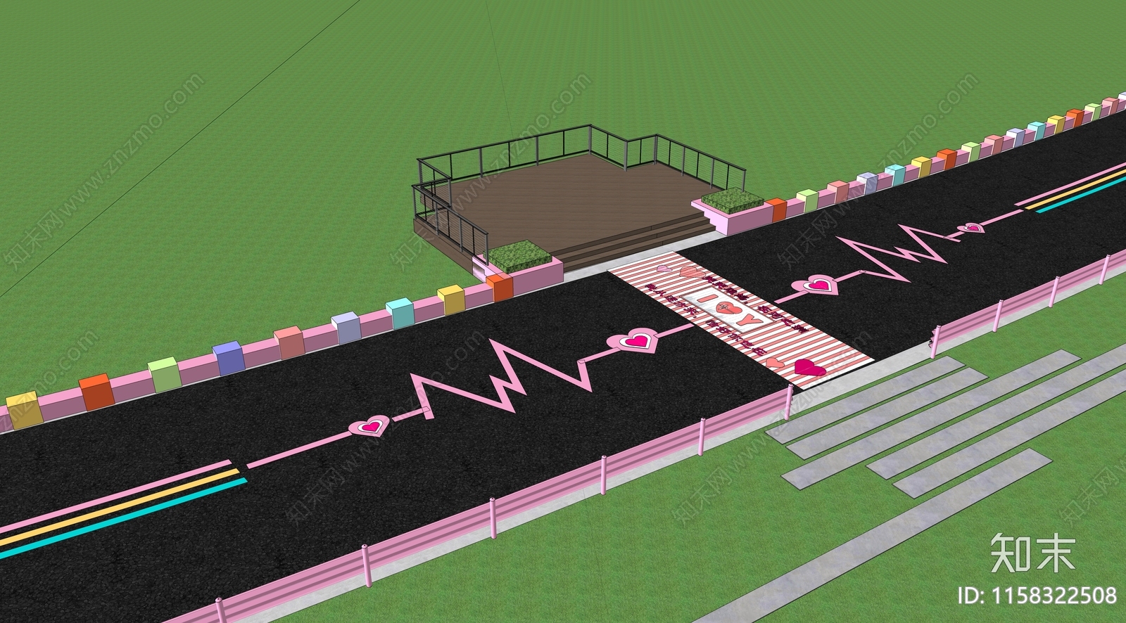 现代网红打卡道路景观SU模型下载【ID:1158322508】