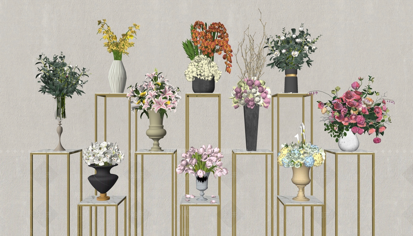 欧式花瓶花艺SU模型下载【ID:1158327672】