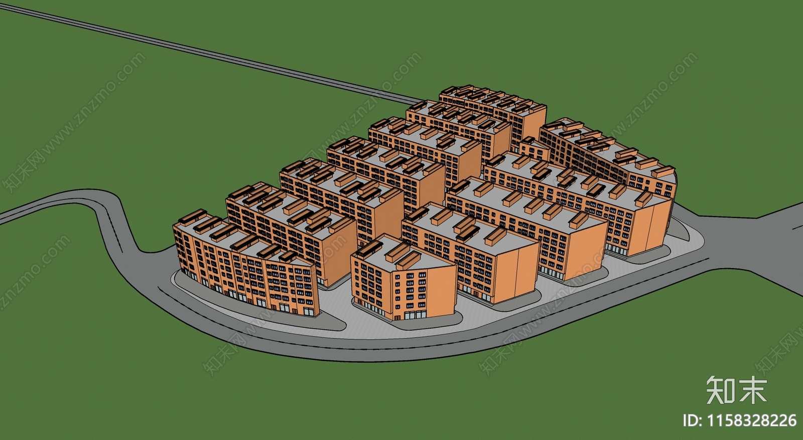 现代小区建筑SU模型下载【ID:1158328226】