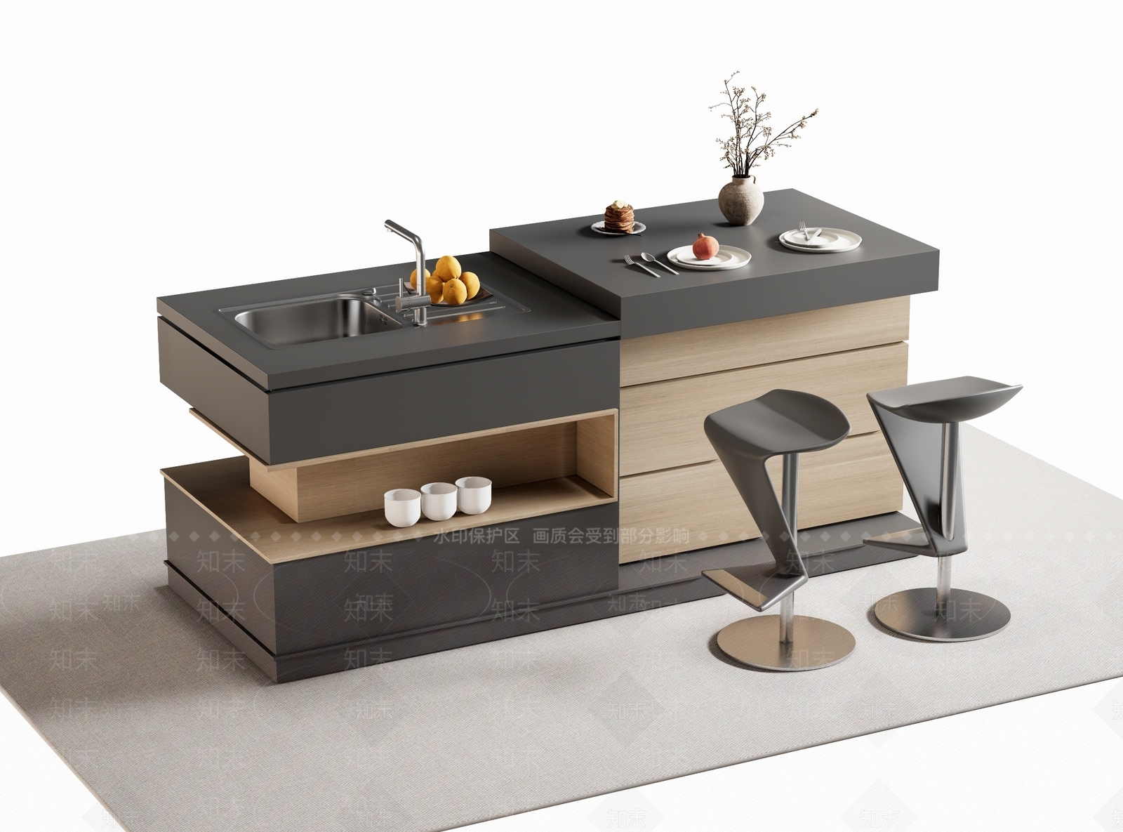 现代西厨吧台3D模型下载【ID:1158328759】