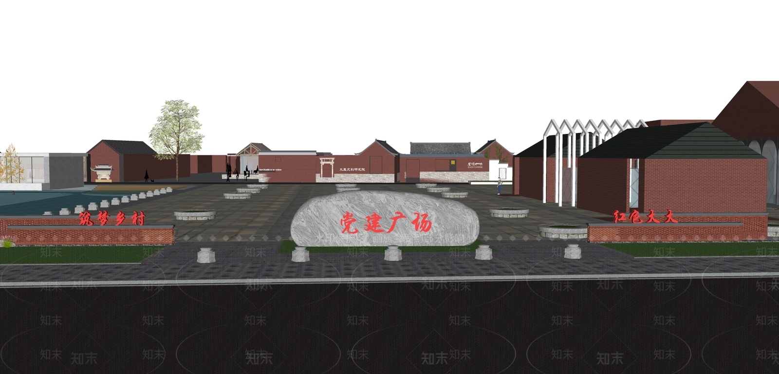 现代广场SU模型下载【ID:1158329804】