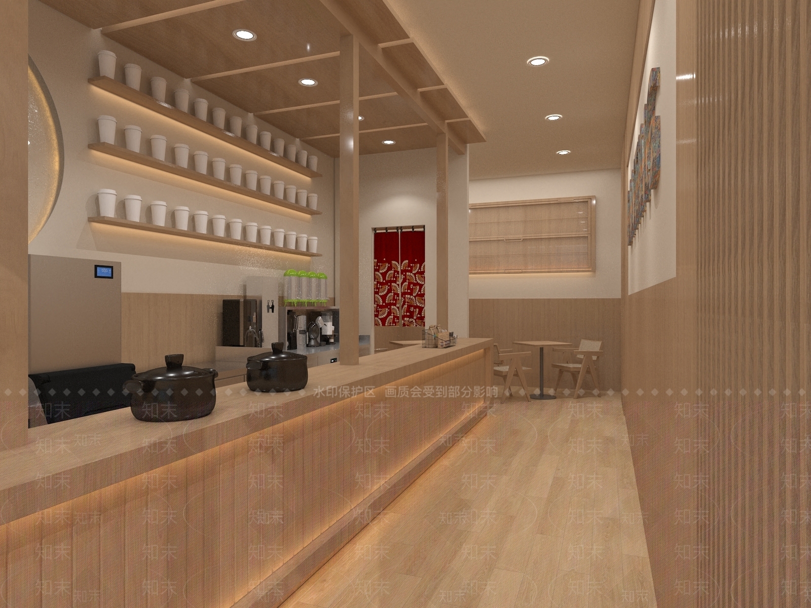 现代木色暖色奶茶店3D模型下载【ID:1158333842】