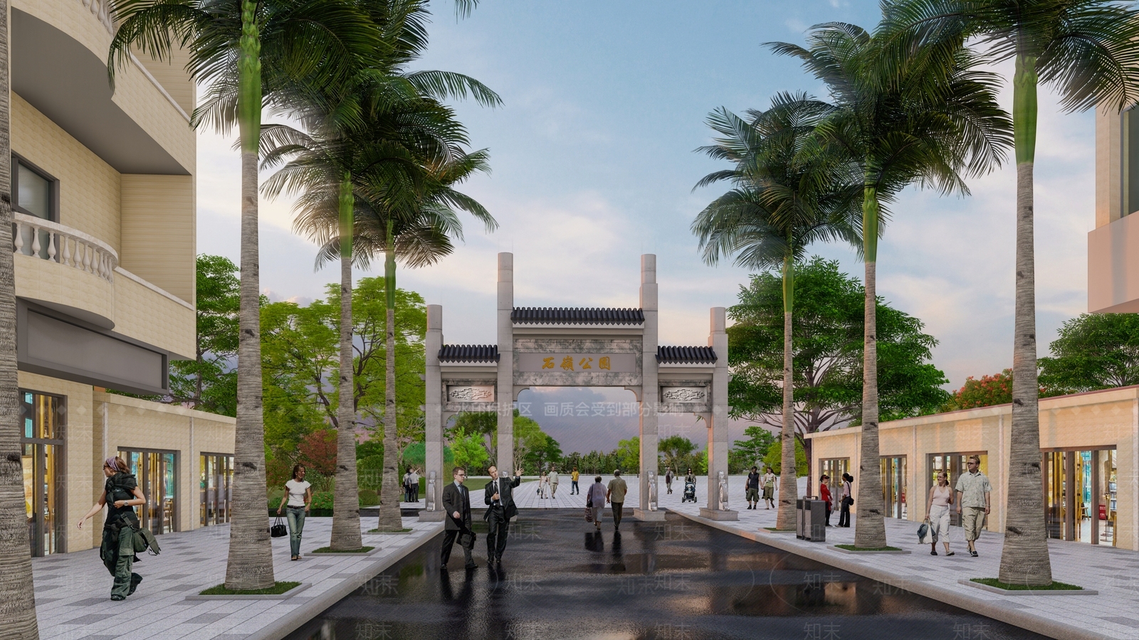 新中式公园入口牌坊SU模型下载【ID:1158334440】