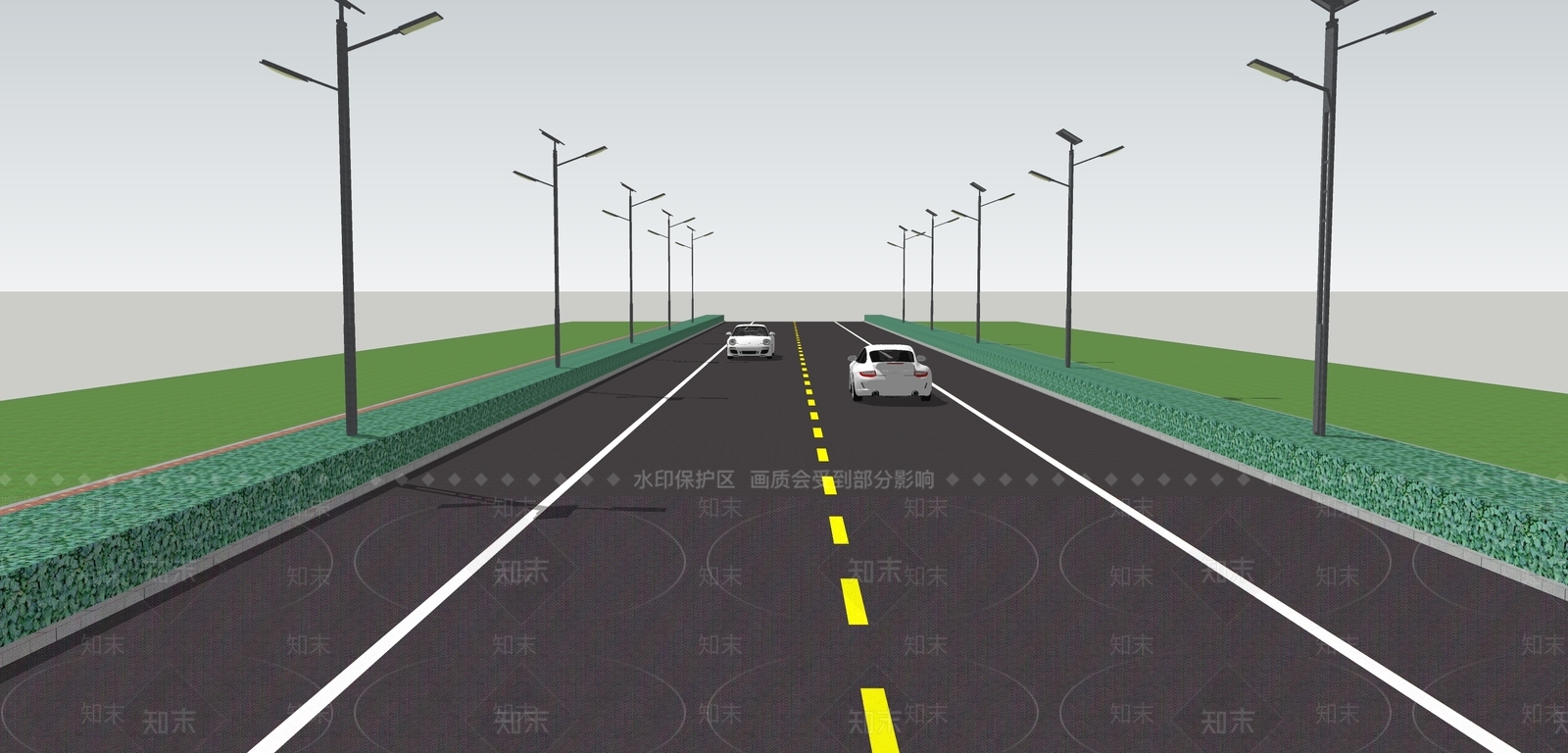 现代道路乡村道路SU模型下载【ID:1158335498】