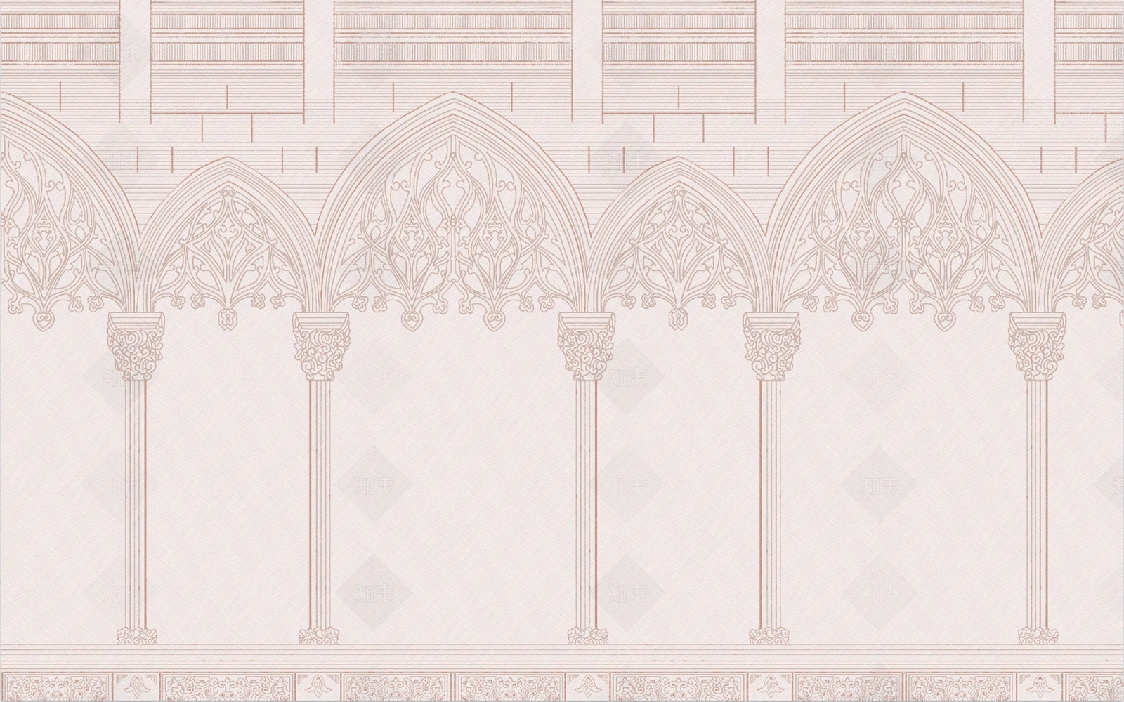 粉色欧式建筑壁纸壁布贴图下载【ID:1158342016】