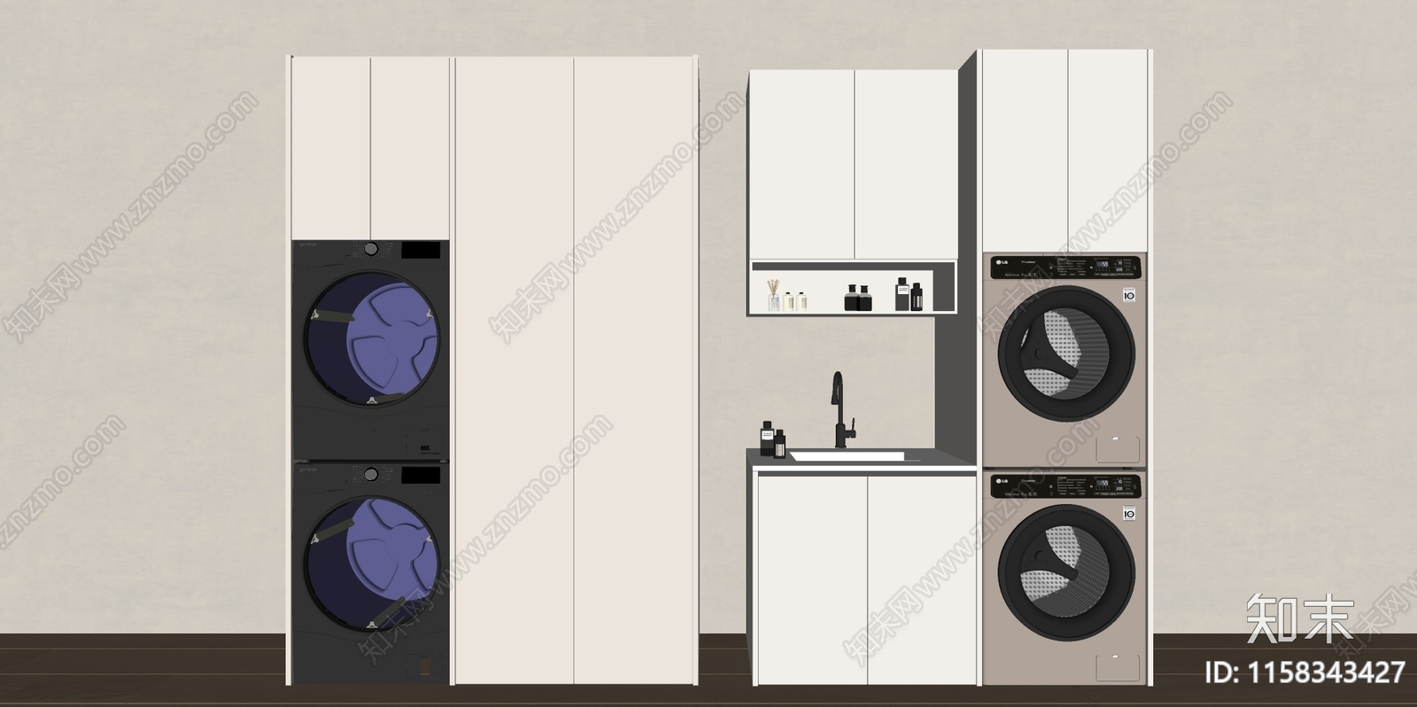 现代洗衣机柜SU模型下载【ID:1158343427】