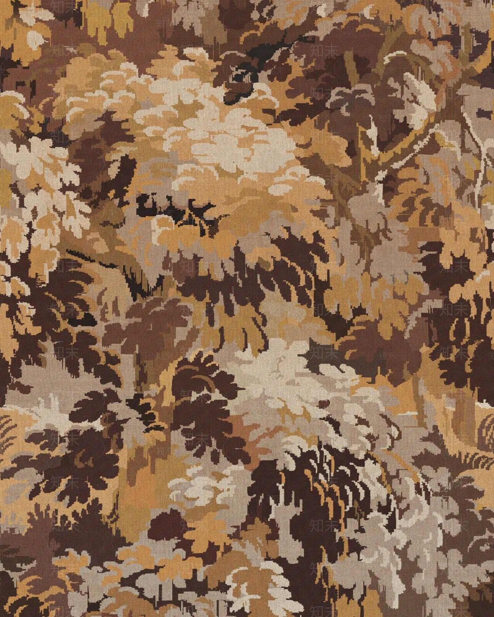 棕色迷彩植物壁画贴图下载【ID:1158344467】