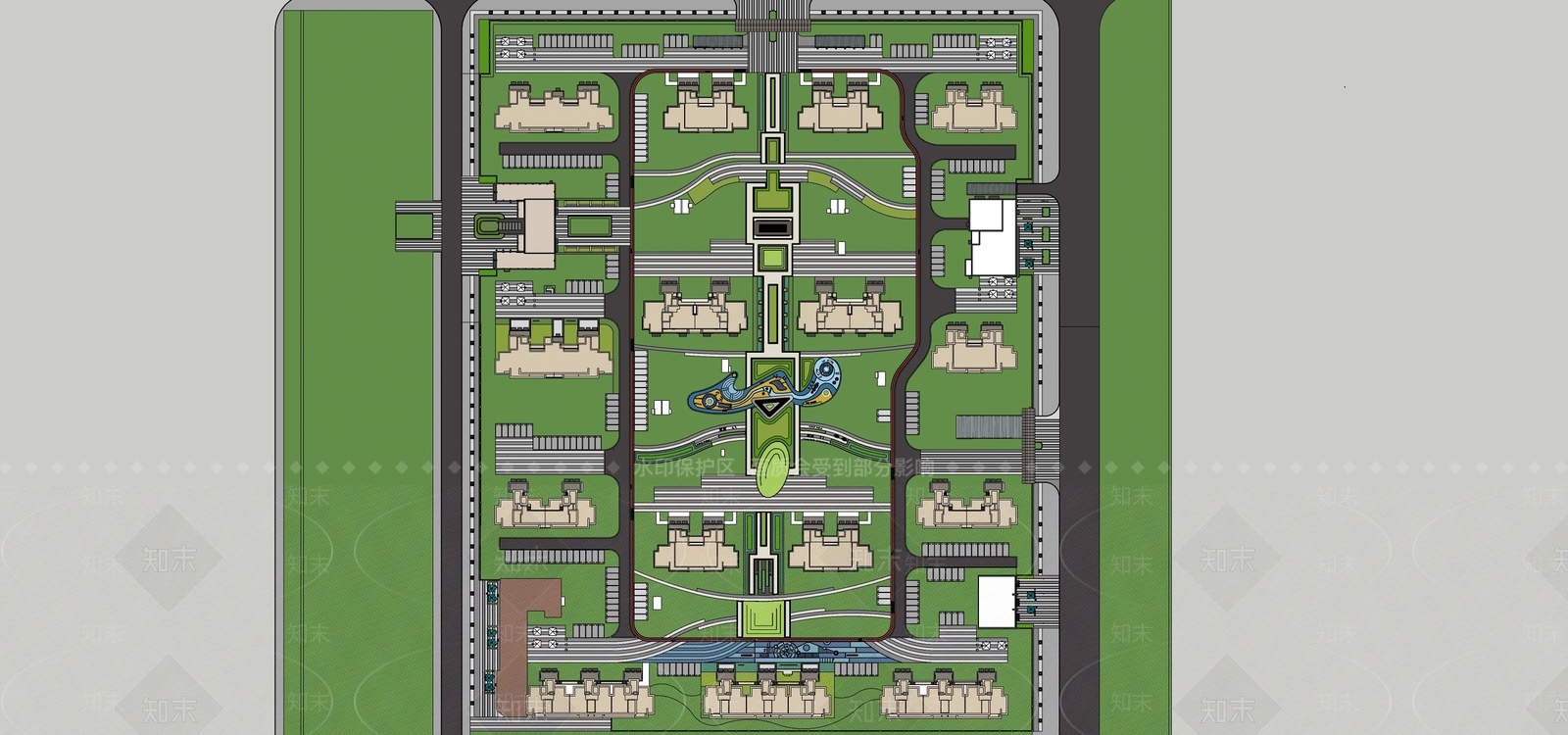 现代小区景观SU模型下载【ID:1158347562】