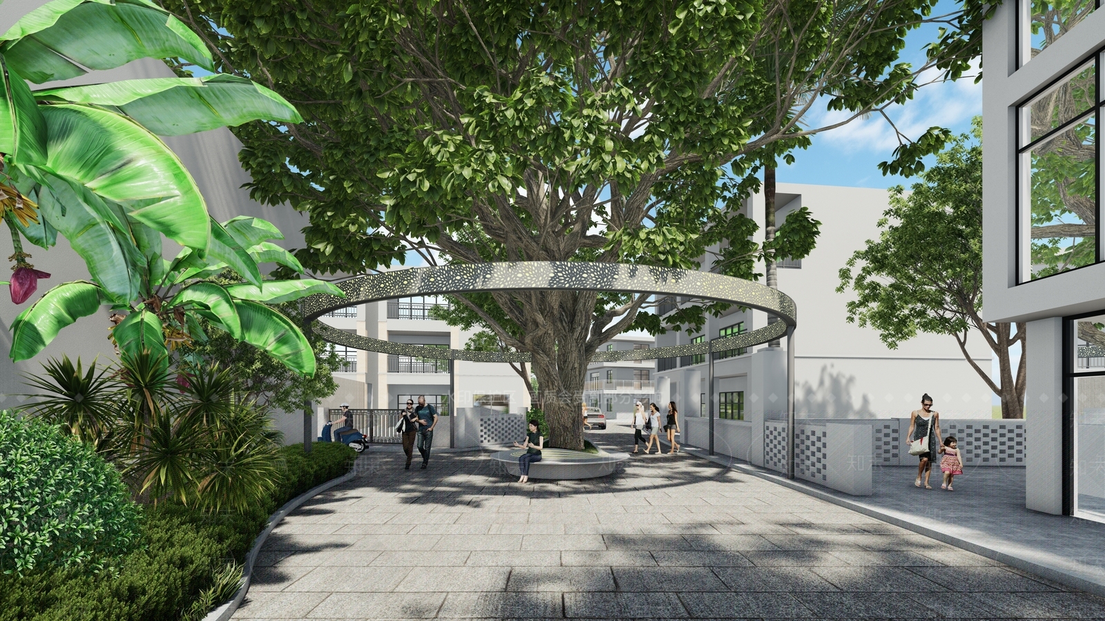 现代小区景观SU模型下载【ID:1158348102】