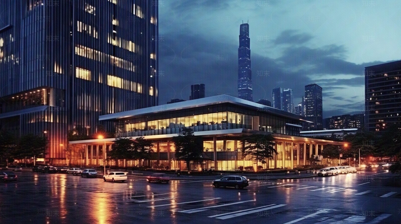 夜晚灯光街道外景贴图下载【ID:1158348753】