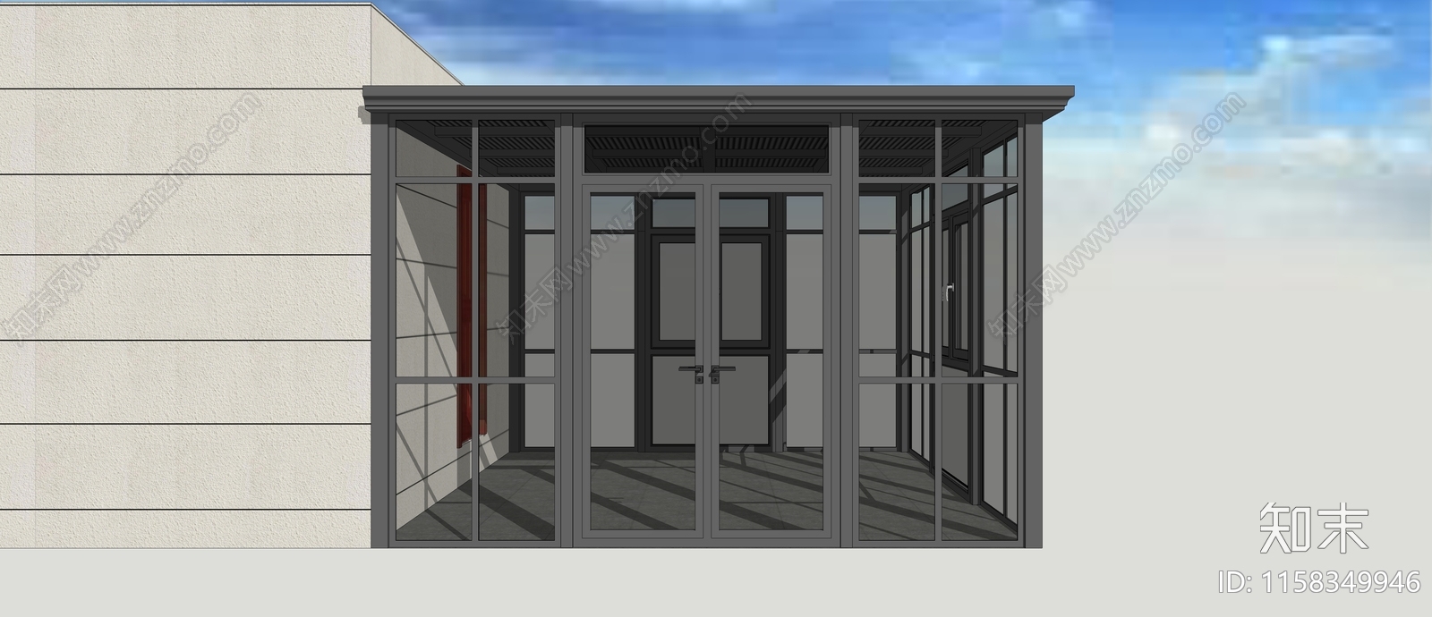 现代长城板顶阳光房SU模型下载【ID:1158349946】