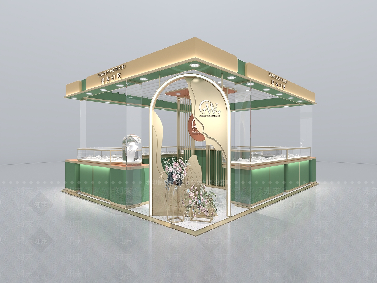现代轻奢银饰珠宝店3D模型下载【ID:1158352392】