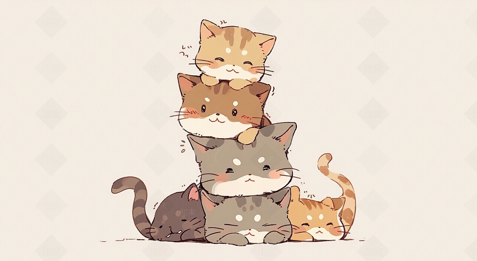 可爱风卡通猫咪壁纸贴图下载【ID:1158352737】