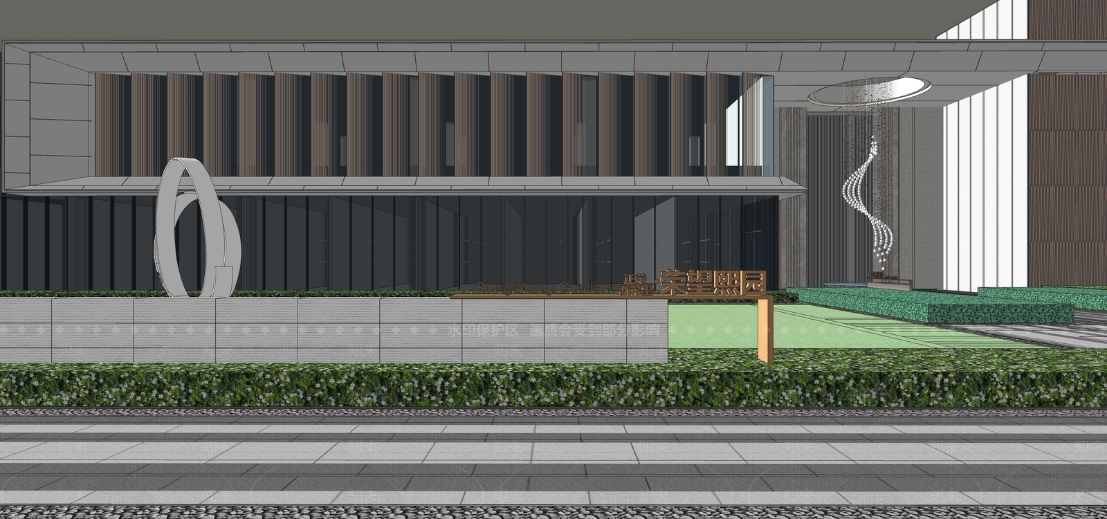 现代小区景观SU模型下载【ID:1158472122】