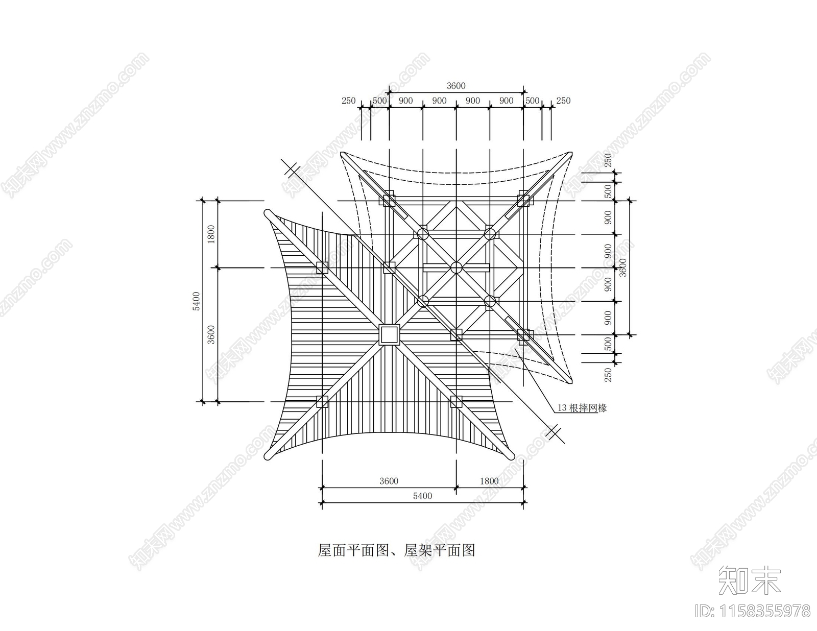 套方亭cad施工图下载【ID:1158355978】