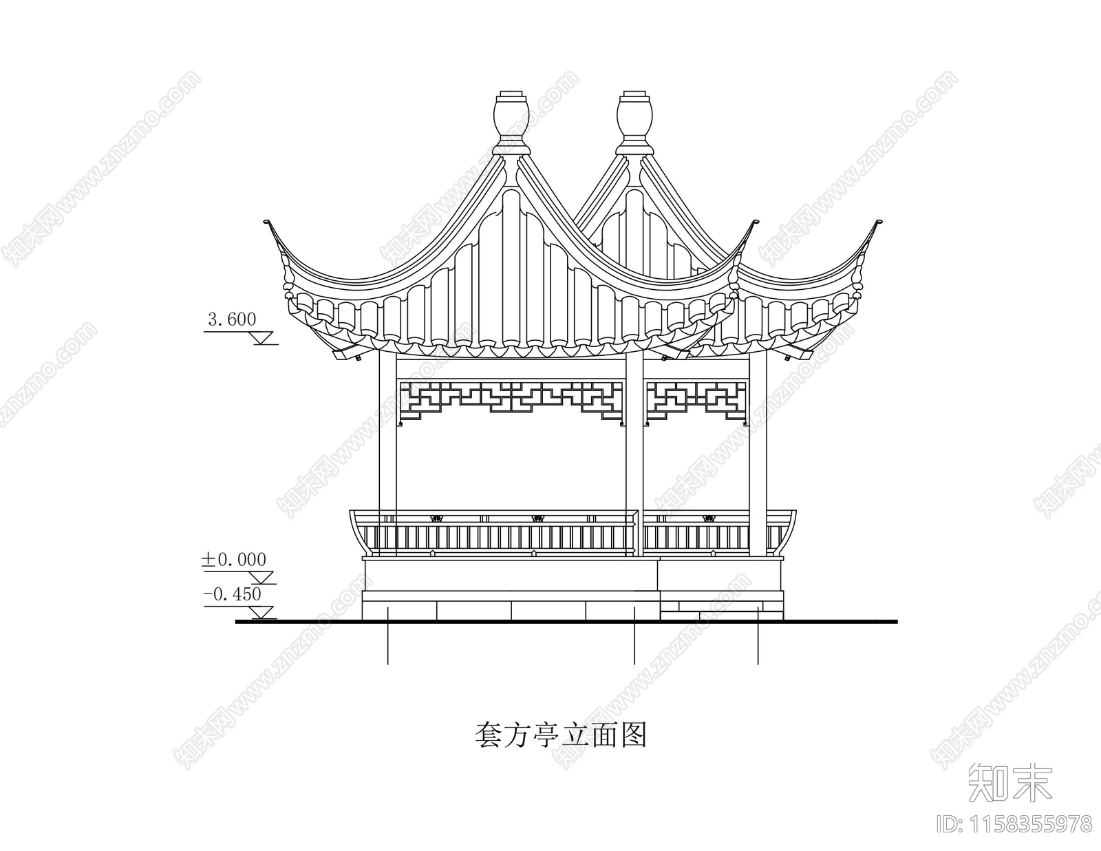 套方亭cad施工图下载【ID:1158355978】