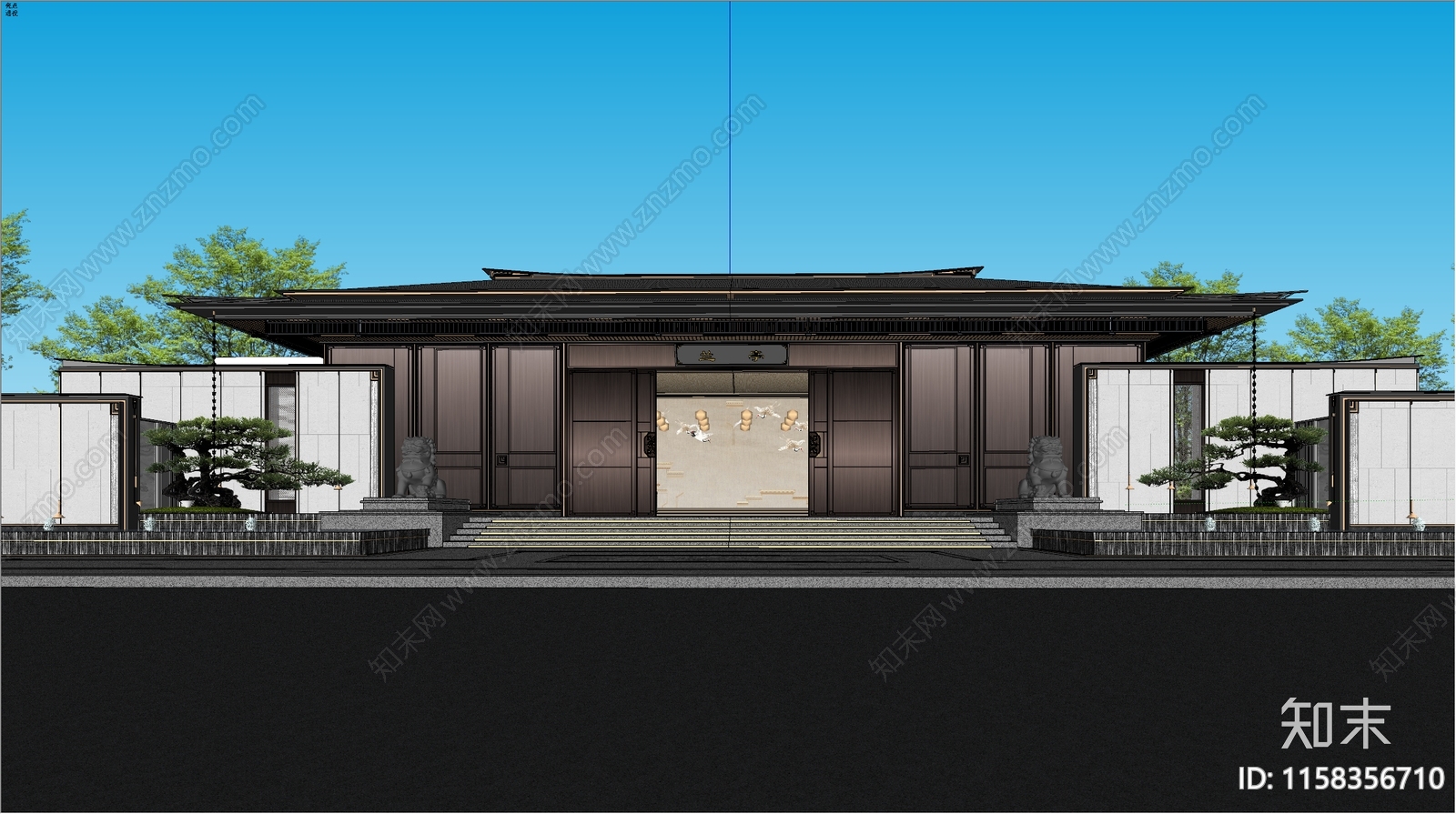 新中式售楼处SU模型下载【ID:1158356710】