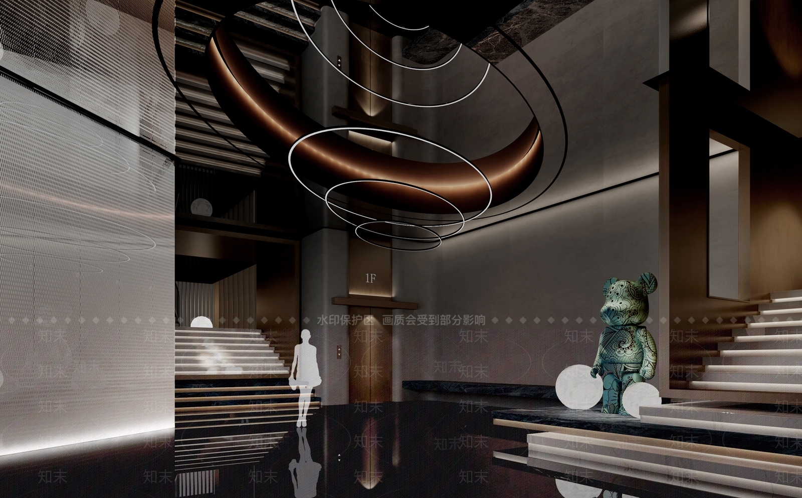 现代电梯间3D模型下载【ID:1158356701】