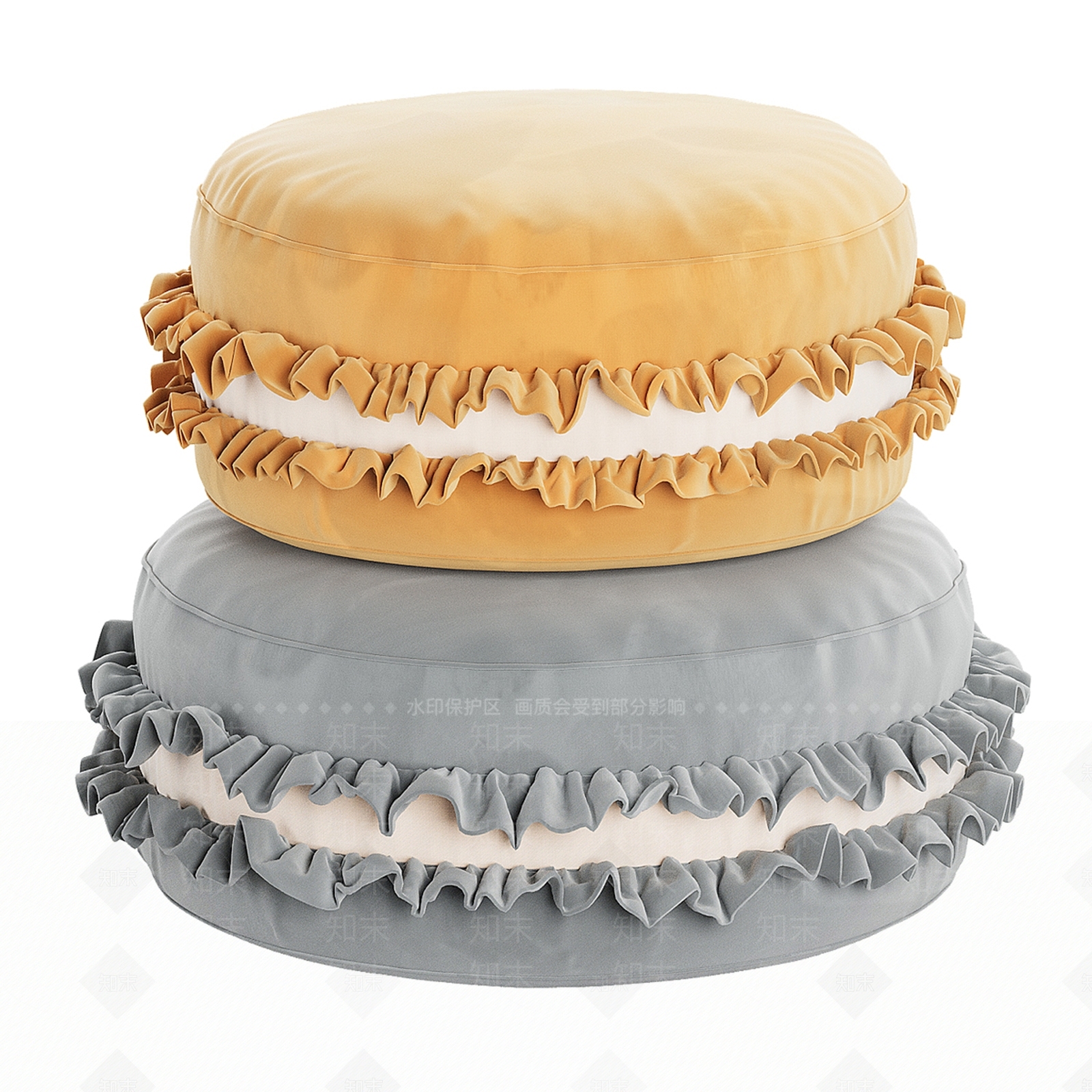 现代马卡龙曲奇布艺抱枕3D模型下载【ID:1158356779】