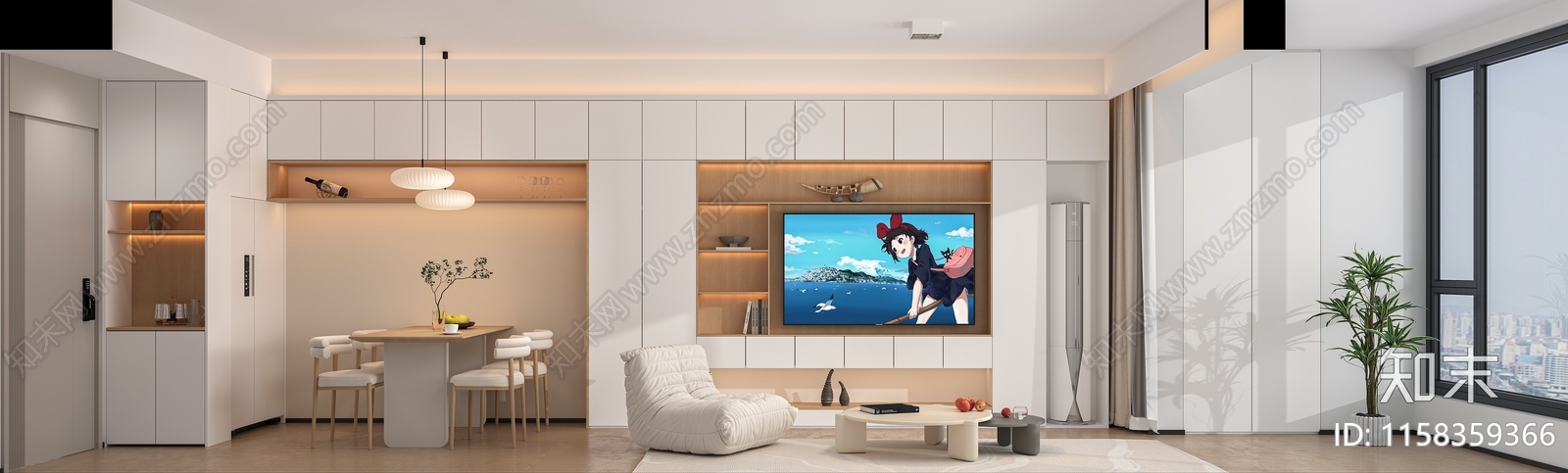 北欧奶油风家居客厅3D模型下载【ID:1158359366】