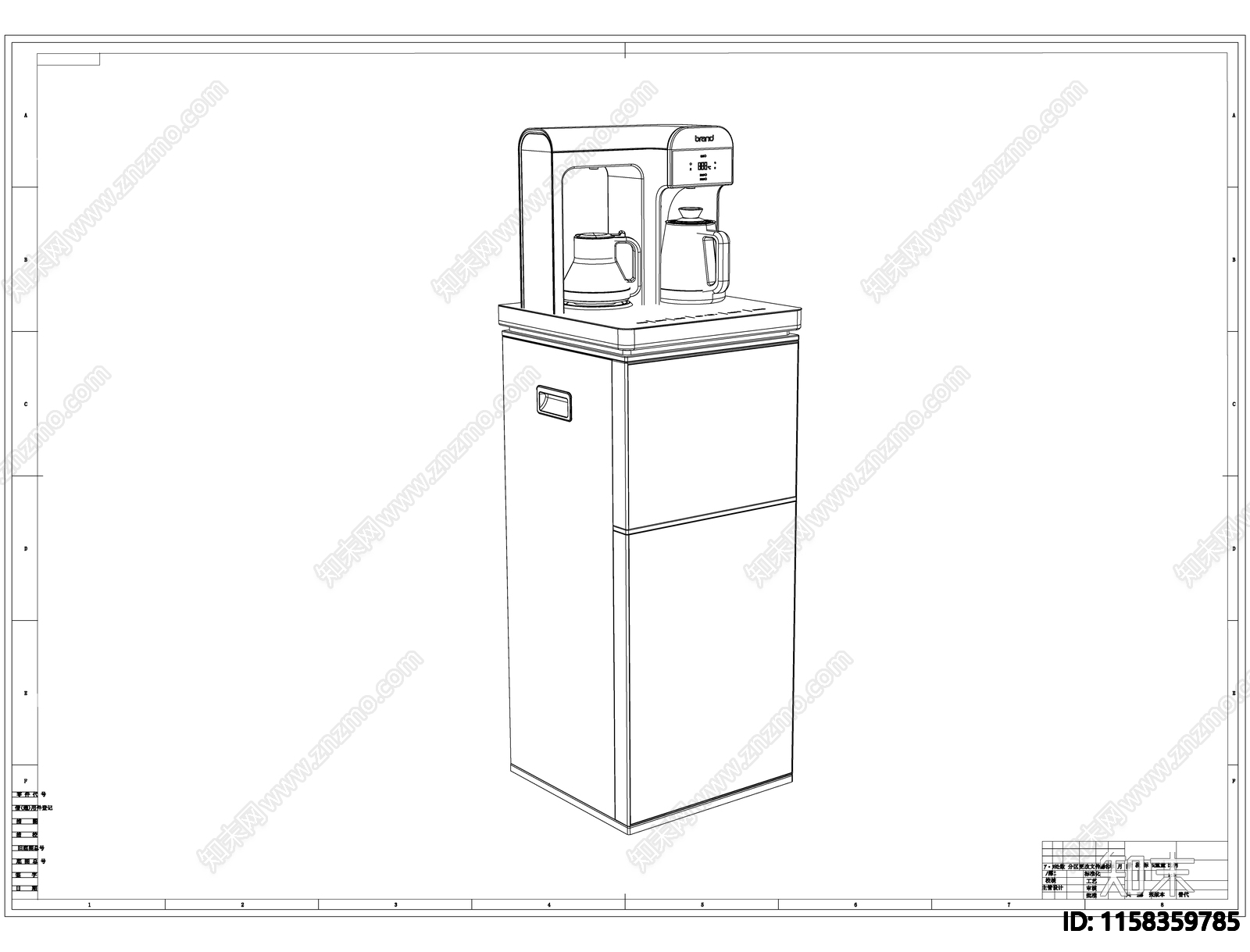 茶吧机线稿图设计cad施工图下载【ID:1158359785】
